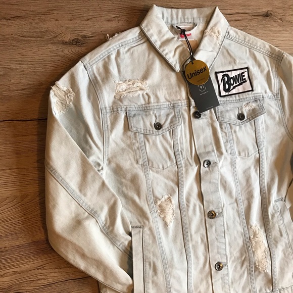 NWT Cotton On BOWIE Unisex Distressed Denim Jacket - Picture 12 of 16